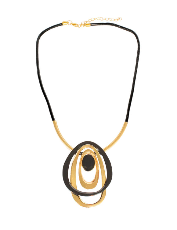 Collar Chapa Cordon Negro Redondo Negro