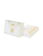 Collar Doble Cadena Perlitas Corazon y Corazon Cristales