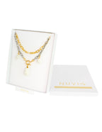 Collar Perlas doble cadena Dorado y Plateado