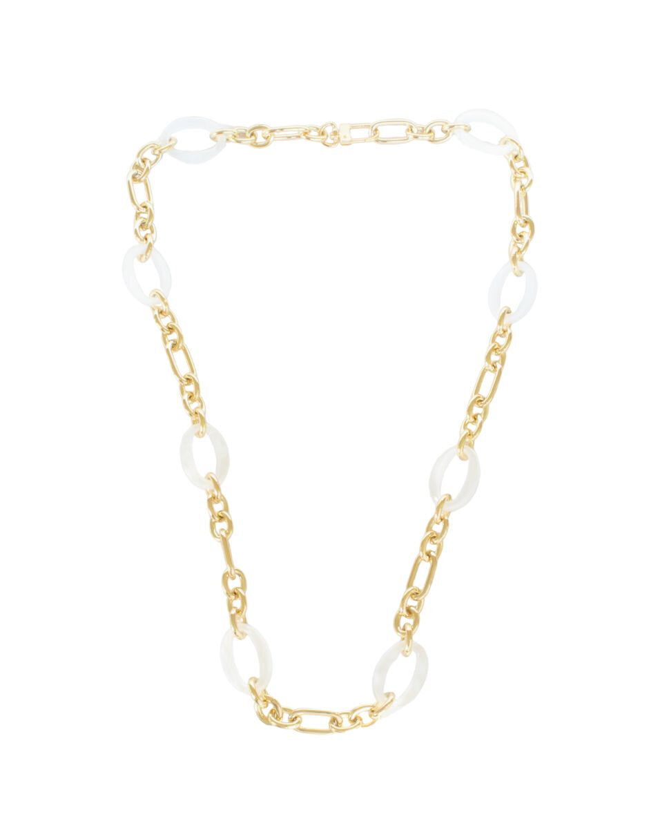 Collar Largo Ovalado Resina Beige