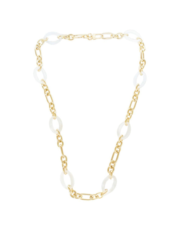 Collar Largo Ovalado Resina Beige