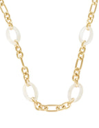 Collar Largo Ovalado Resina Beige