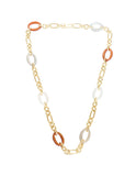 Collar Largo Ovalado Resina , café y Gris