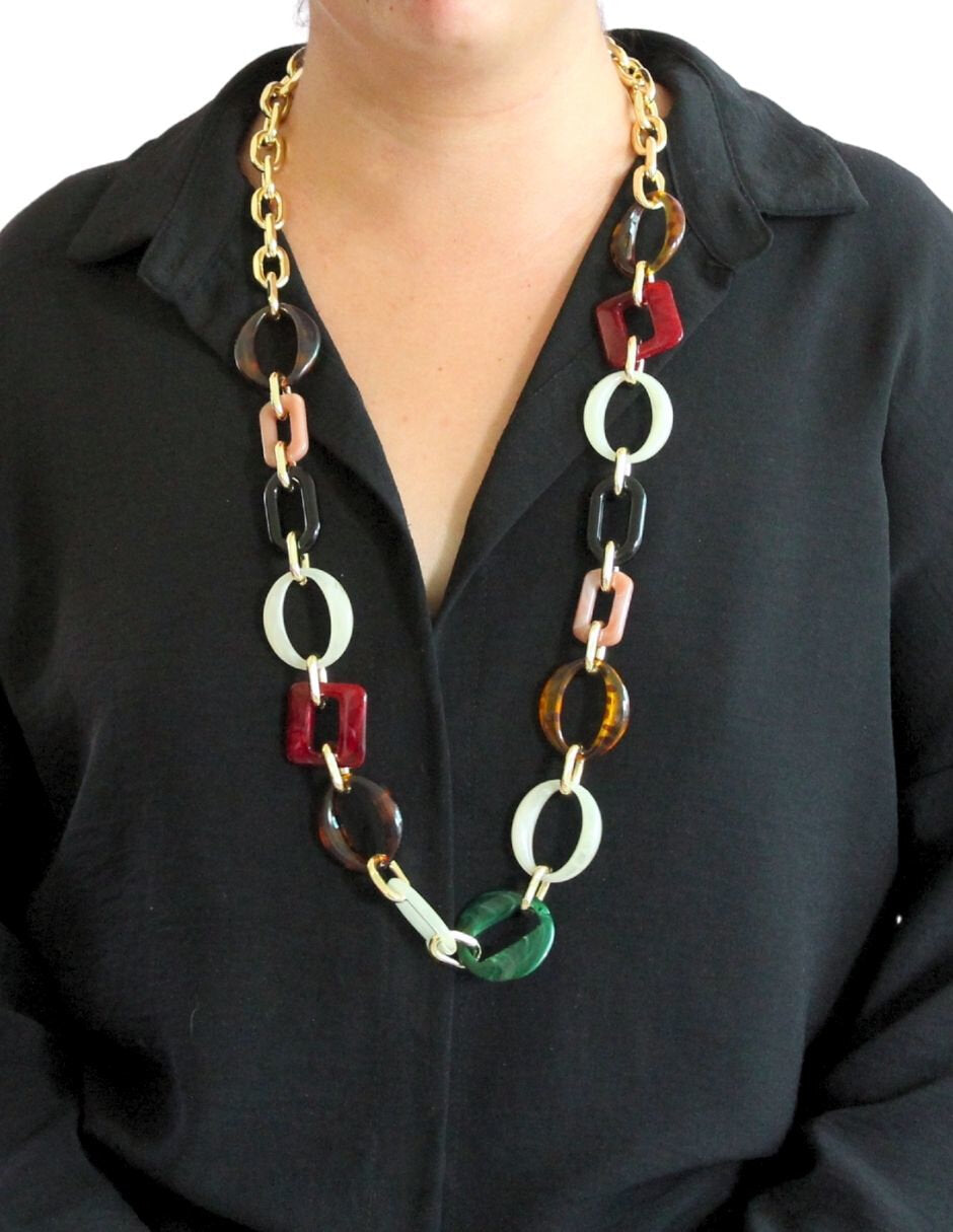 Collar Largo formas Resina Multicolor