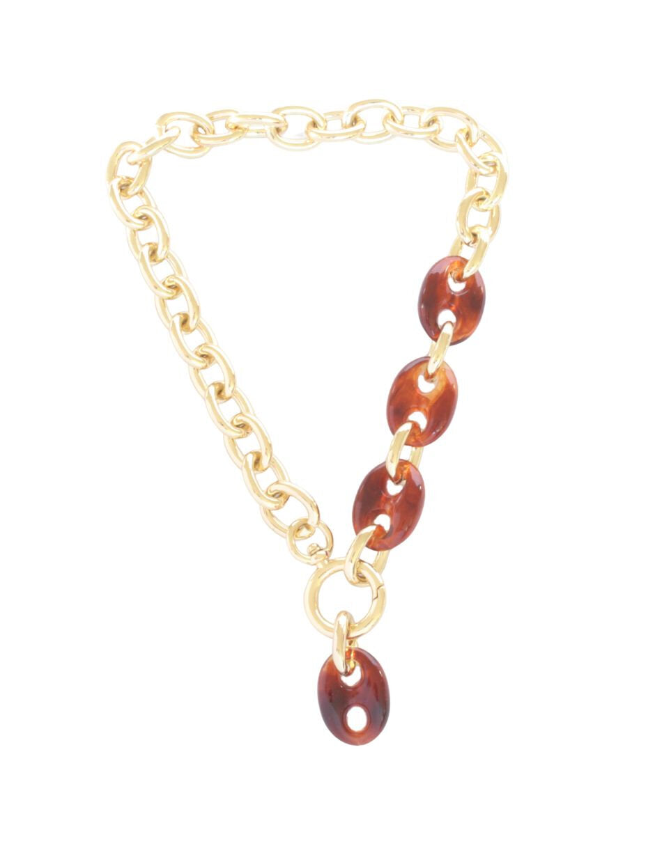 Collar corto Oval tipo ojo de tigre