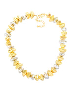 Collar Corto Piedras Doradas y Plateado