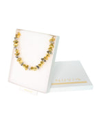 Collar Corto Piedras Doradas y Plateado