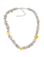 Collar Corto Piedras Plateadas con dorado