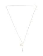 Collar Largo Plateado con Perla