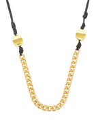 Collar Largo Hilo Negro con Cadena Dorado y Bolitas 2