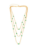 Collar Varias Cadenitas Cristales Verdes