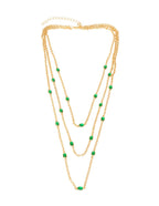 Collar Varias Cadenitas Cristales Verdes