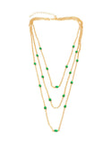 Collar Varias Cadenitas Cristales Verdes