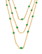 Collar Varias Cadenitas Cristales Verdes