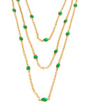 Collar Varias Cadenitas Cristales Verdes