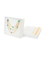 Collar Varias Cadenitas Cristales Verdes