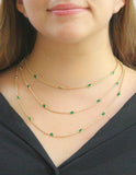 Collar Varias Cadenitas Cristales Verdes