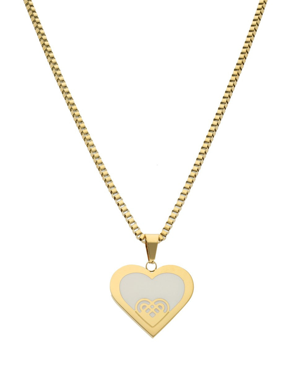 Collar NUVI Medallon Corazon Esmalte Beige