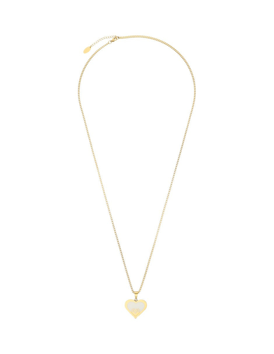 Collar NUVI Medallon Corazon Esmalte Beige