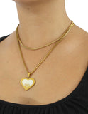 Collar NUVI Medallon Corazon Esmalte Beige