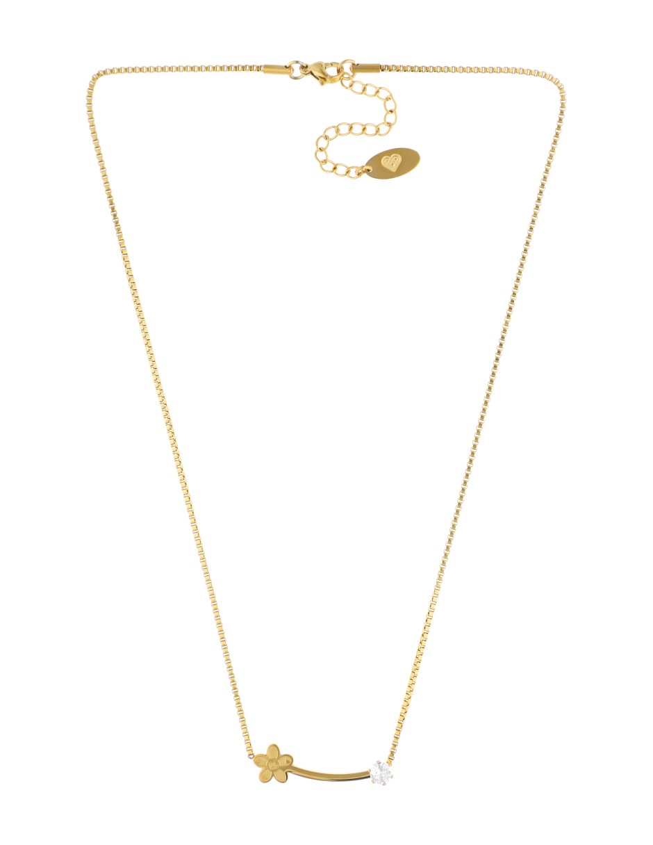 Collar NUVI Flor Curvo Cristal