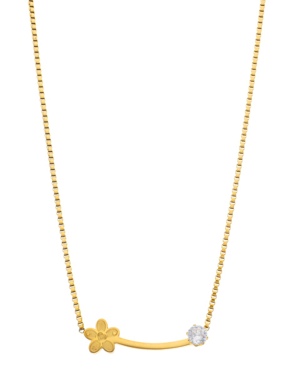 Collar NUVI Flor Curvo Cristal