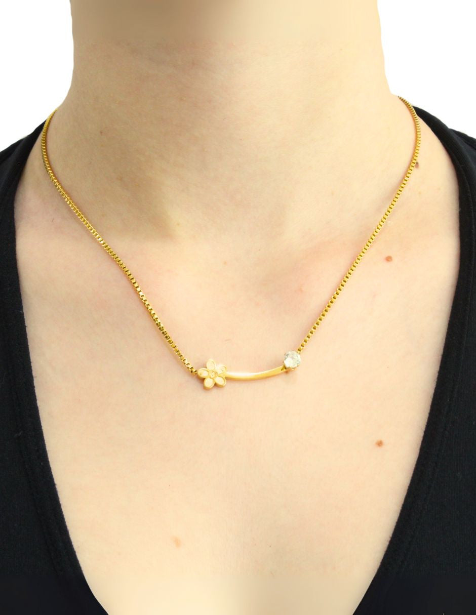 Collar NUVI Flor Curvo Cristal