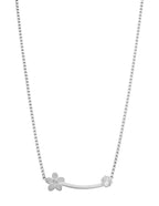 Collar NUVI Flor Curvo Cristal Plateado