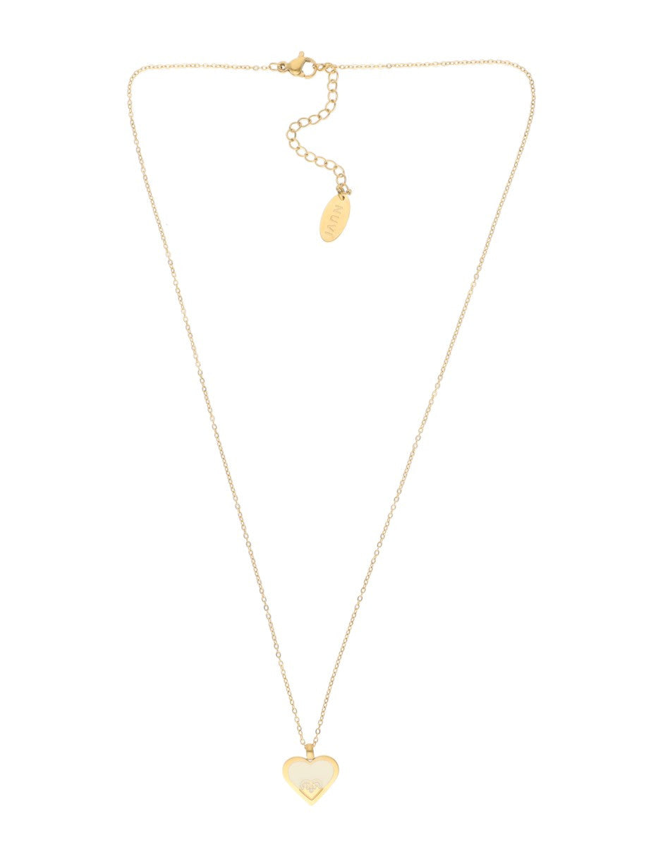 Collar NUVI Corazon Esmalte Blanco