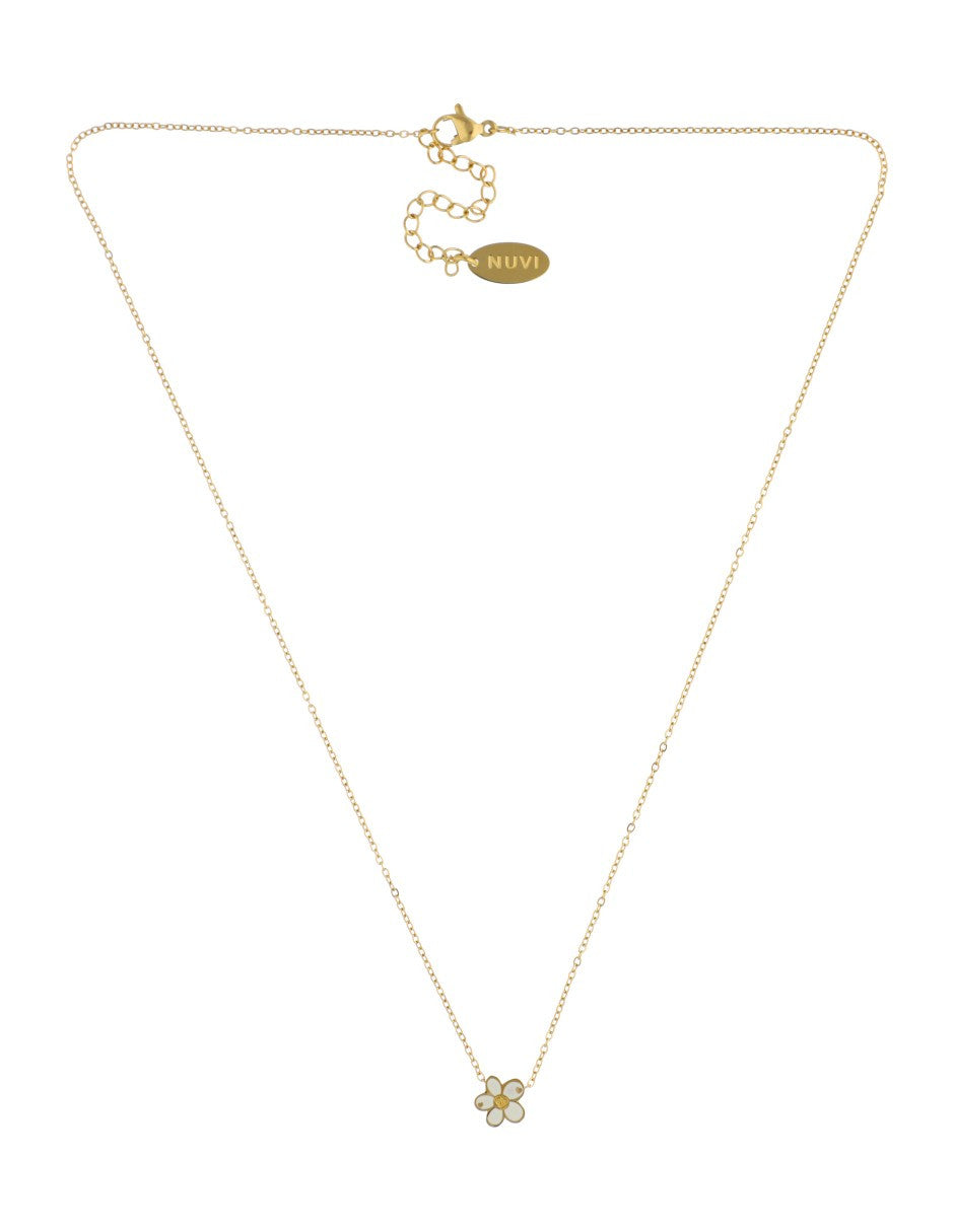Collar NUVI Flor Esmalte Blanco