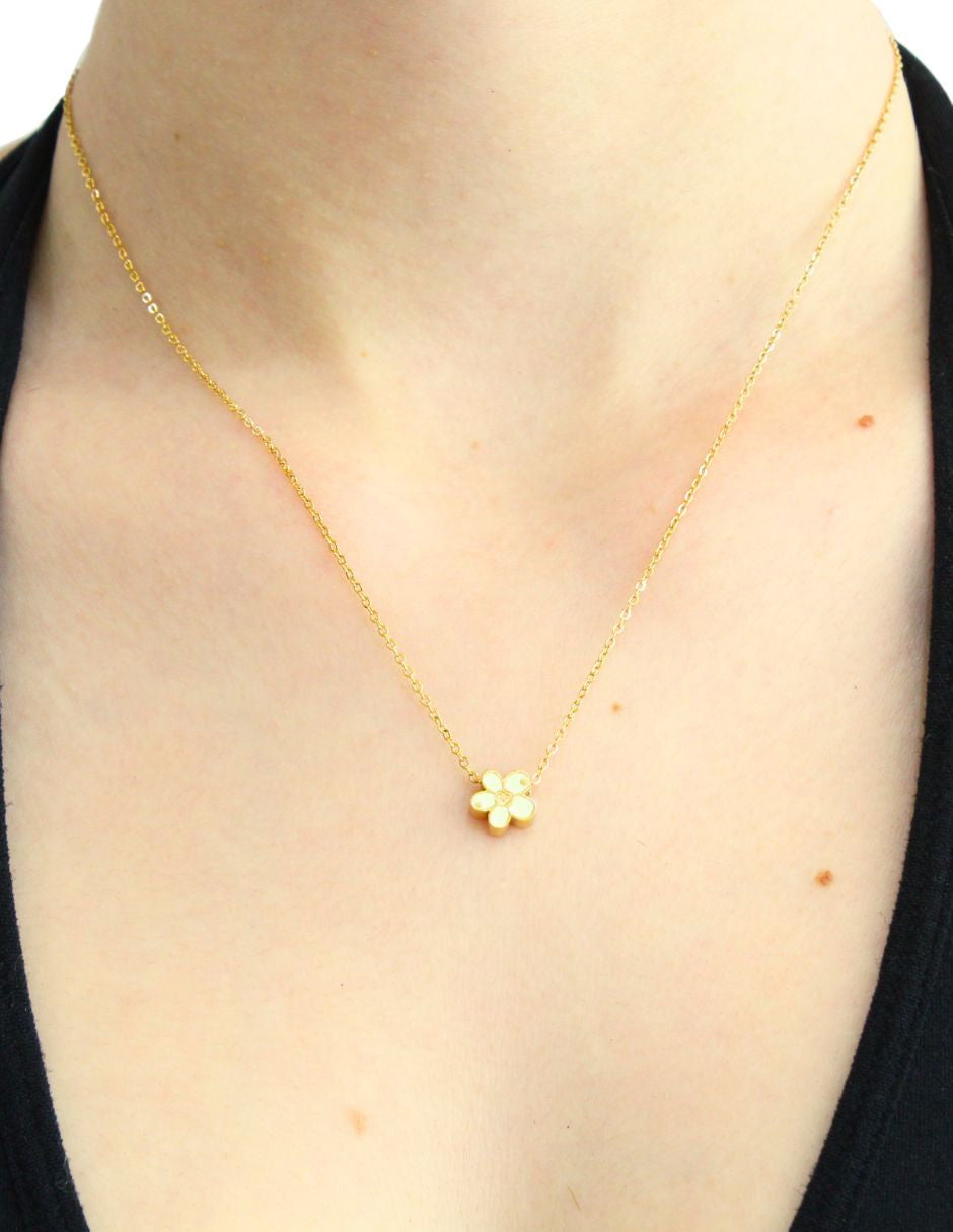 Collar NUVI Flor Esmalte Blanco