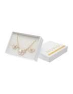 Collar y Aretes Chapa Mariposa Cristales Dorado