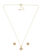 Collar y Aretes Chapa Estrella Circulo Cristal Dorado