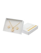 Collar y Aretes Chapa Estrella Circulo Cristal Dorado