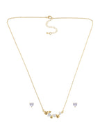 Collar y Aretes Chapa Corazones Cristal Dorado