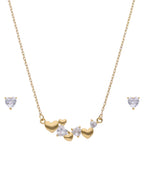 Collar y Aretes Chapa Corazones Cristal Dorado