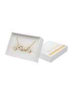 Collar y Aretes Chapa Corazones Cristal Dorado