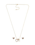 Collar y Aretes Chapa Corazones Cristales Multicolor Dorado