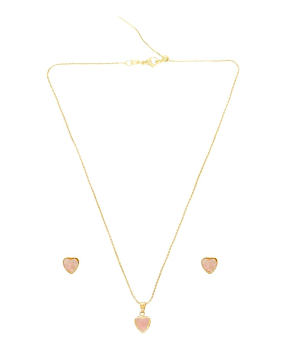 Collar y Aretes Corazon rosita