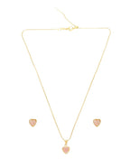 Collar y Aretes Corazon rosita