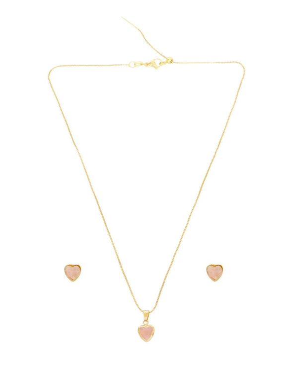 Collar y Aretes Corazon rosita