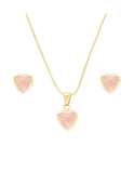 Collar y Aretes Corazon rosita
