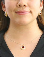 Collar y Aretes Chapa Redondo Cristal Tinto