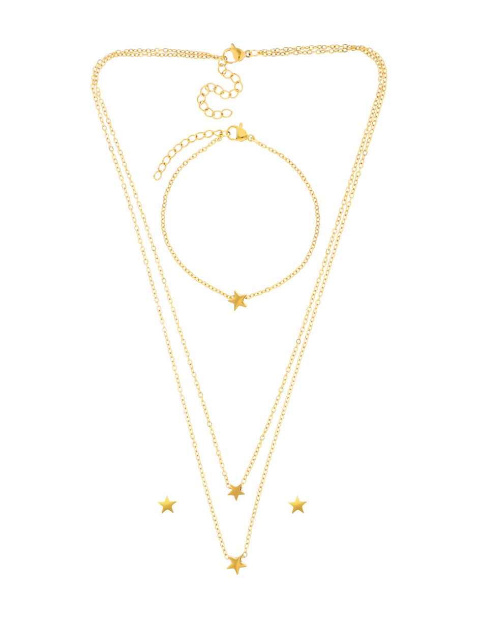 Collar, Aretes y Pulsera Estrella mini