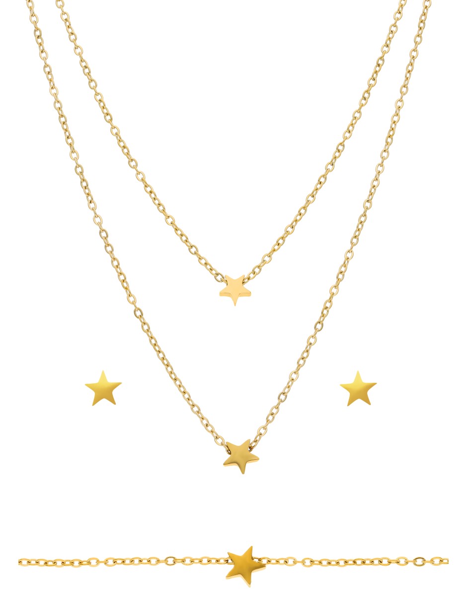 Collar, Aretes y Pulsera Estrella mini