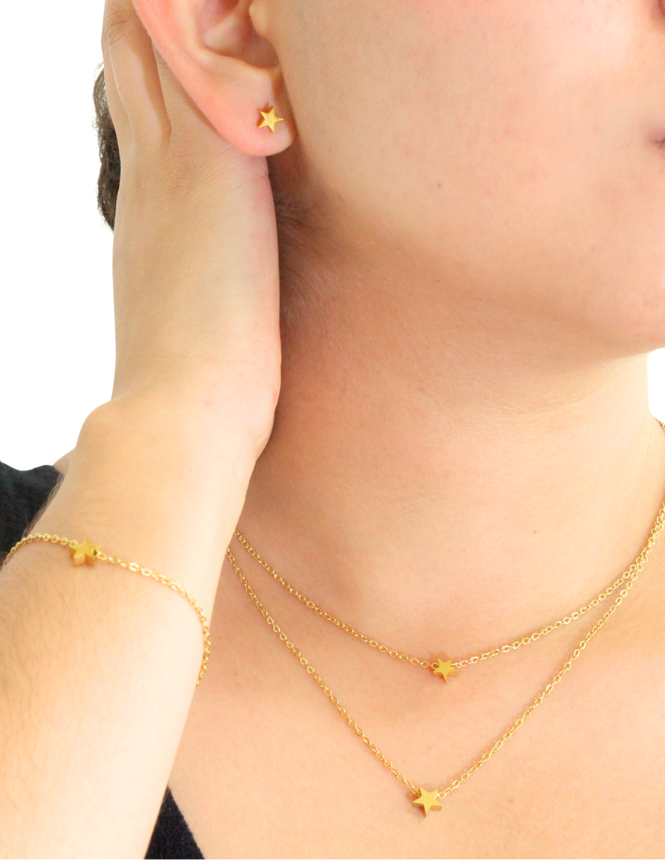 Collar, Aretes y Pulsera Estrella mini