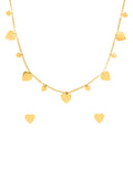 Collar y Aretes Corazones Lisos