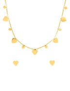 Collar y Aretes Corazones Lisos