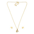Collar y Aretes Corazon Sin Interior Con Cristalito
