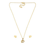 Collar y Aretes Corazon Sin Interior Con Cristalito